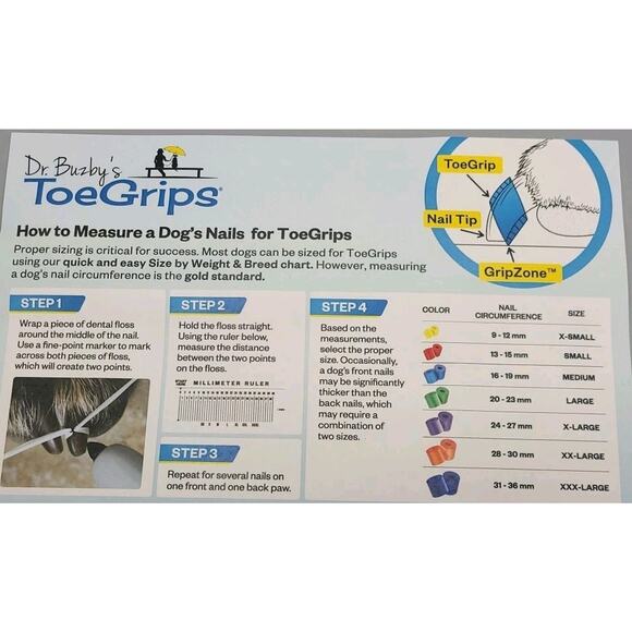NEW Dr Buzby's ToeGrips Dog Nail Grips Instant Traction ALL SIZES AVAILABLE - Picture 5 of 7